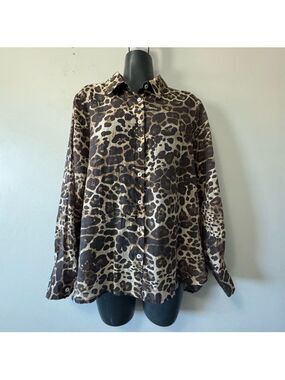 Bailey 44 Leopard Print Button Down Shirt Large